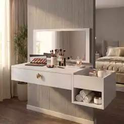 Penteadeira Suspensa Com Espelho E Gaveta Body Splash Virginia Make UP Quarto Closet Luxo Organizadora