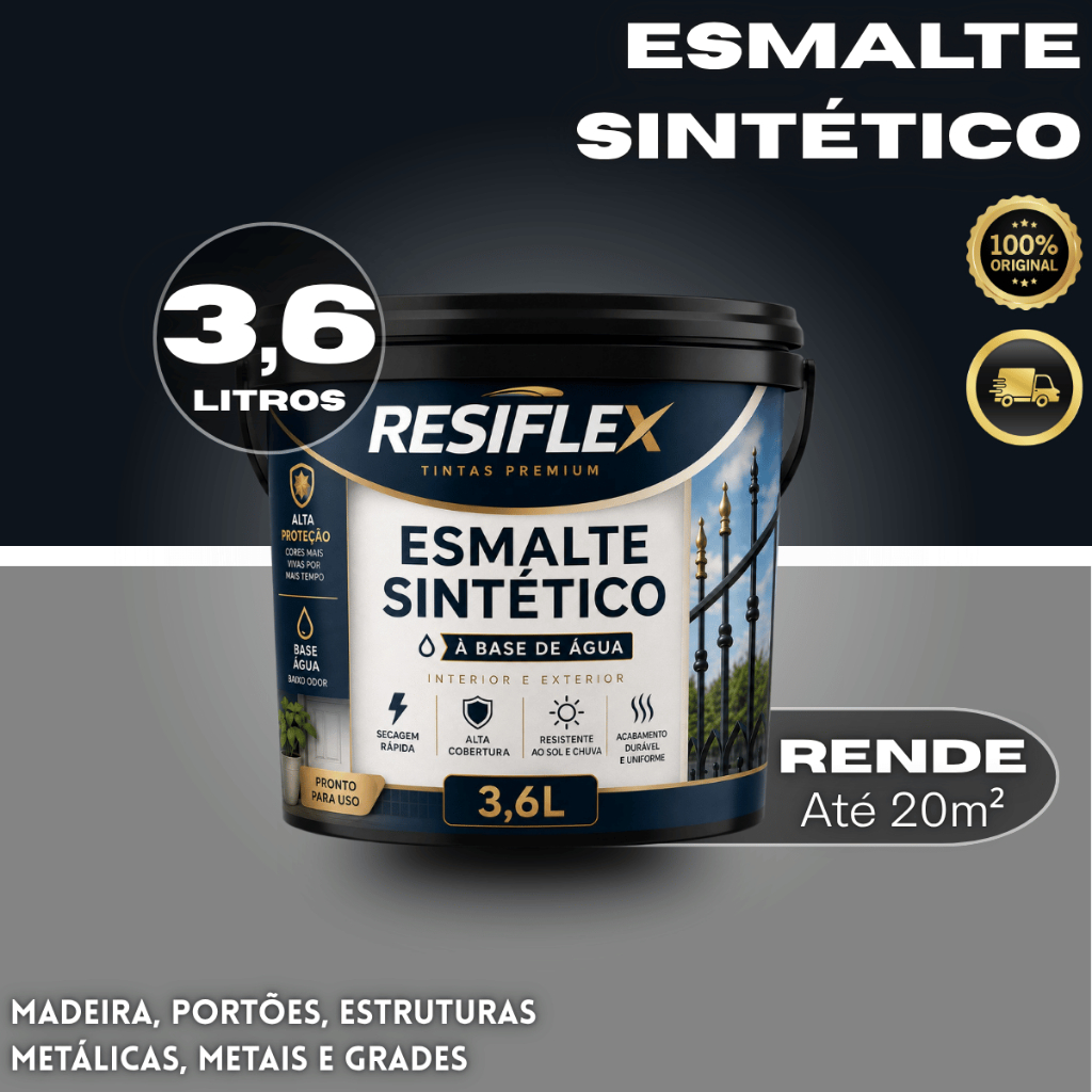 Tinta Esmalte Sintético 3,6L Baixo Odor Para Pintura De Portas Portões E Grades Profissional