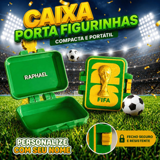 Porta Figurinha Personalizada Álbum Copa do Mundo 2026 Caixa Figurinhas Estojo Organizador Futebol