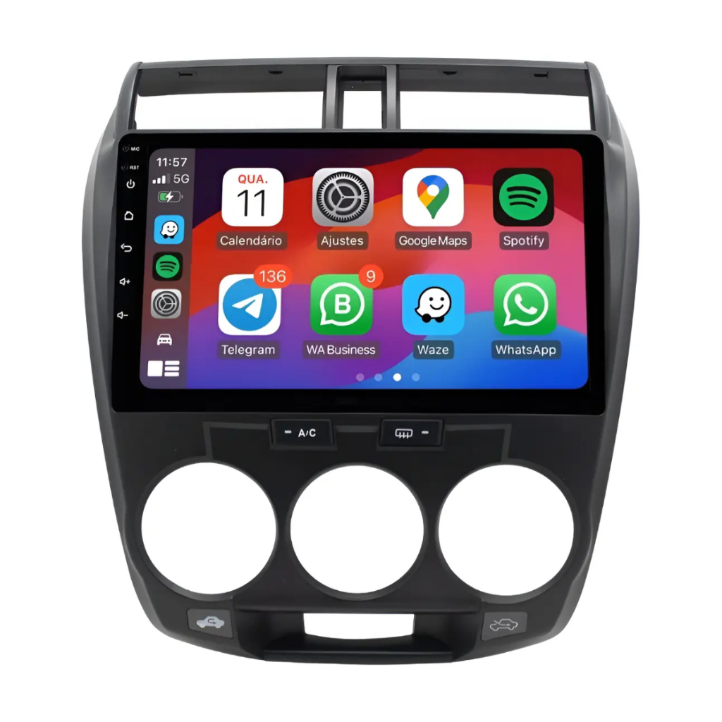 Central Multimídia Honda City 2009 2013 Android CarPlay Android Auto GPS WiFi