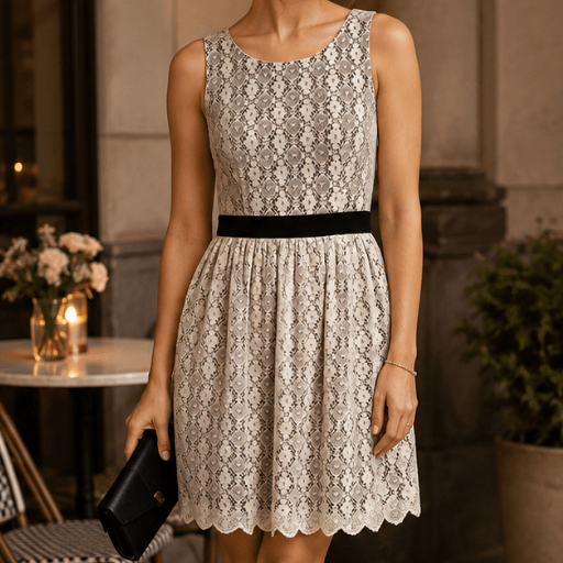 [Brechó] Vestido Feminino em Renda com Cintura Marcada Elegante e Sofisticado Desapego Bazar Achadinhos