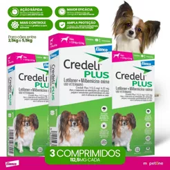 Kit 3 Credeli Plus Elanco para Cães de 2,8 a 5,5kg - 1 Comprimido