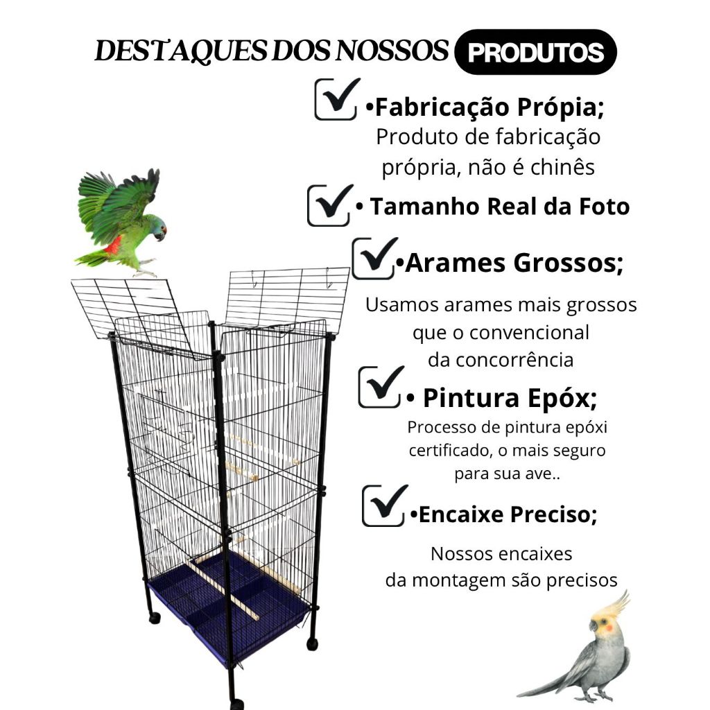 Viveiro grande Papagaio - Calopsita - Ringneck