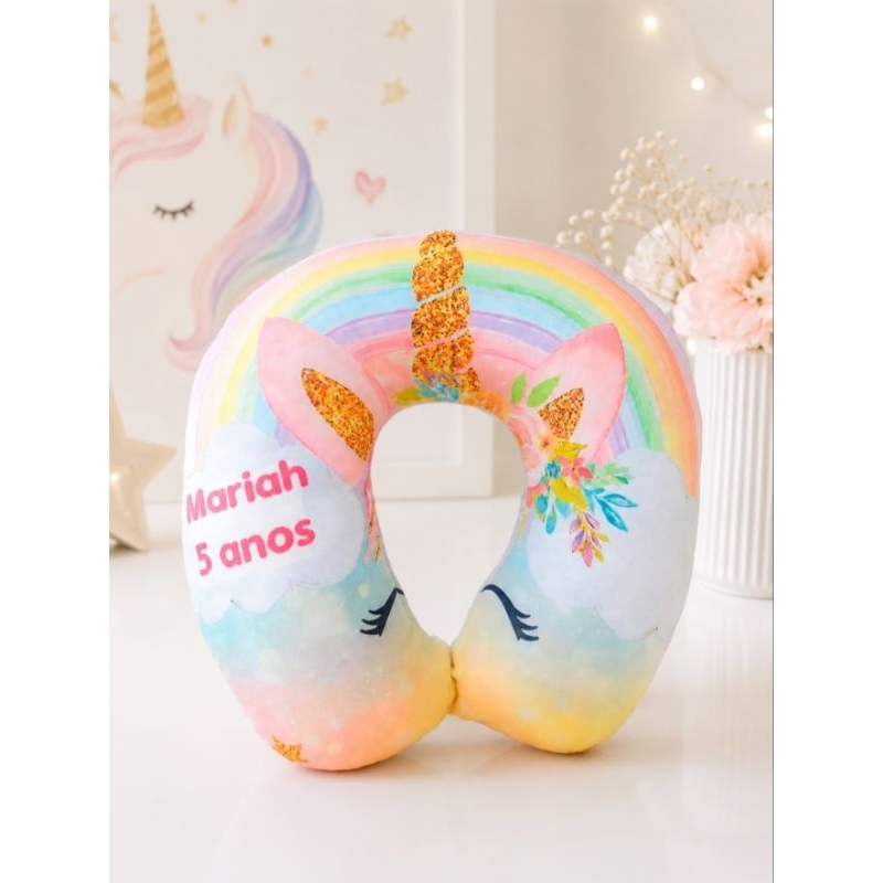 Almofada de Pescoço Personalizada Unicórnio | Infantil | Lembrancinha Festa do Pijama