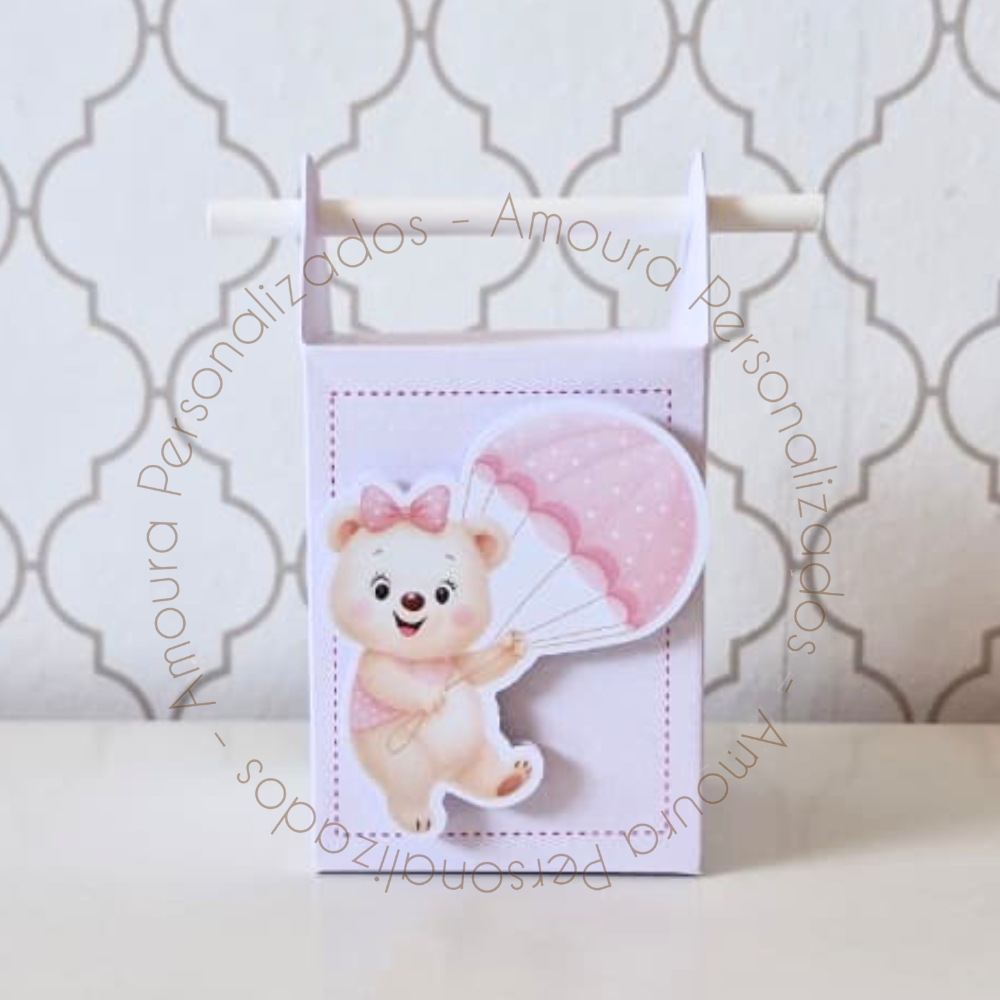 CAIXA CANUDO PERSONALIZADA PARA LEMBRANCINHAS URSINHA BALOEIRA ROSA|CAIXINHA|FESTA|ANIVERSARIO |URSA