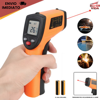 Termômetro Infravermelho Laser -50~550℃ Sem Contato para Churrasco, Cozinha e Industrial