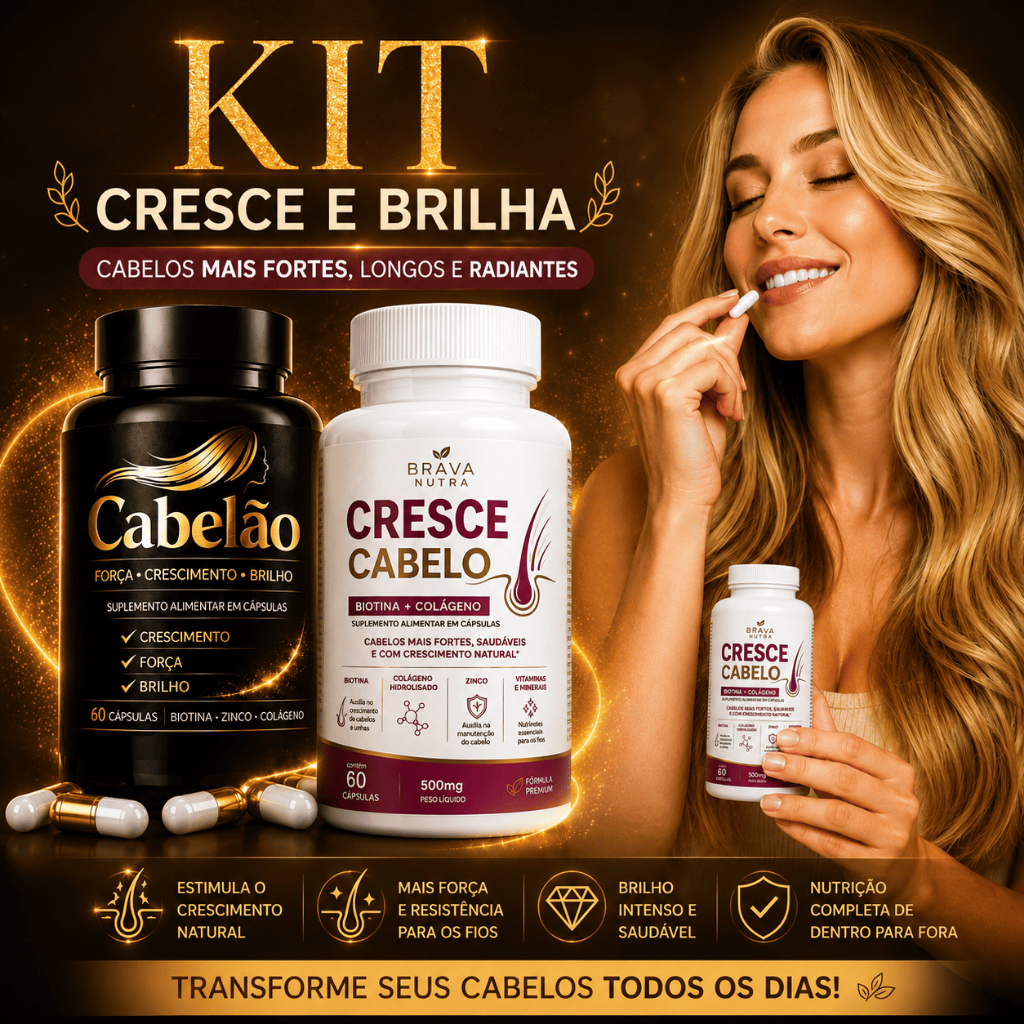 ✨ KIT Cresce e Brilha – Mais Força, Crescimento e Brilho para Seus Cabelos | Envio Imediato