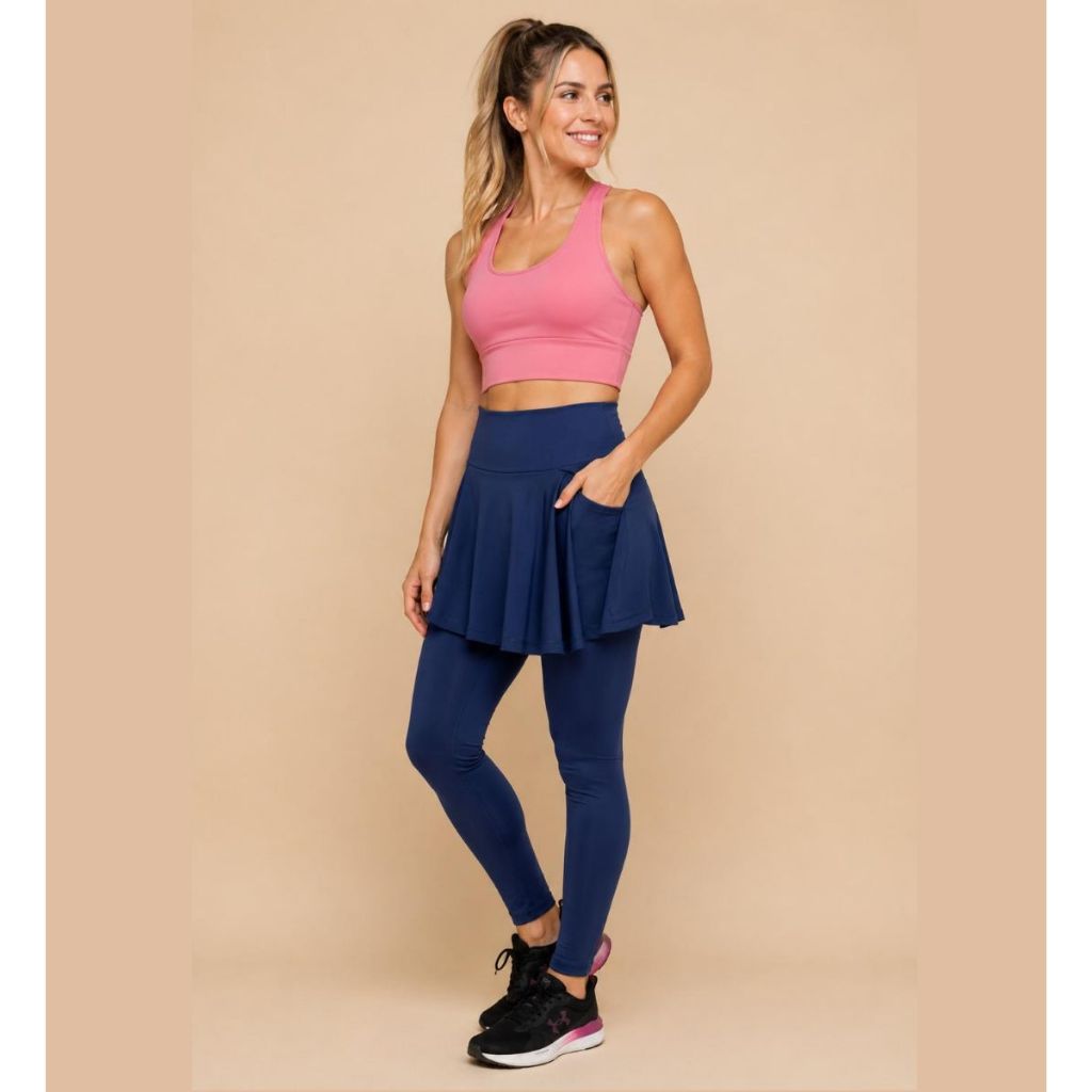 Legging Saia Fitness Moda Evangélica c/ bolso Feminina Yoga