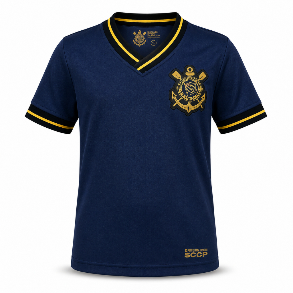 Camisa Infantil Corinthians Torcedor Casual Escudo Bordado Licenciado