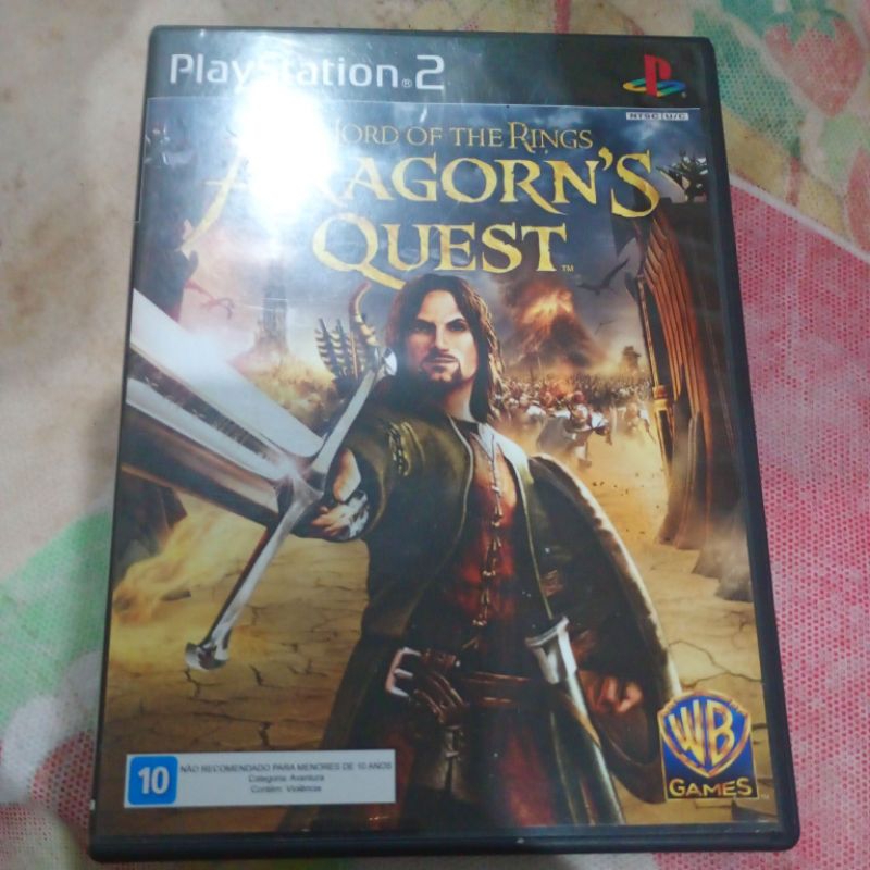 Jogo de PlayStation 2 Aragorn's Quest original completo.