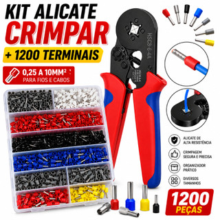 Alicate Prensa Terminal Elétrico Com 1200 Ilhós Kit Completo Para Instalações