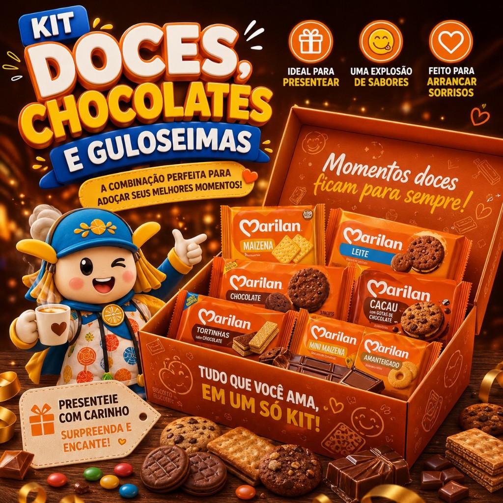 20, 40 ou 60 Sachês Biscoito Marilan – Amanteigado Chocolate, Leite, Mini Maizena e Cream Cracker