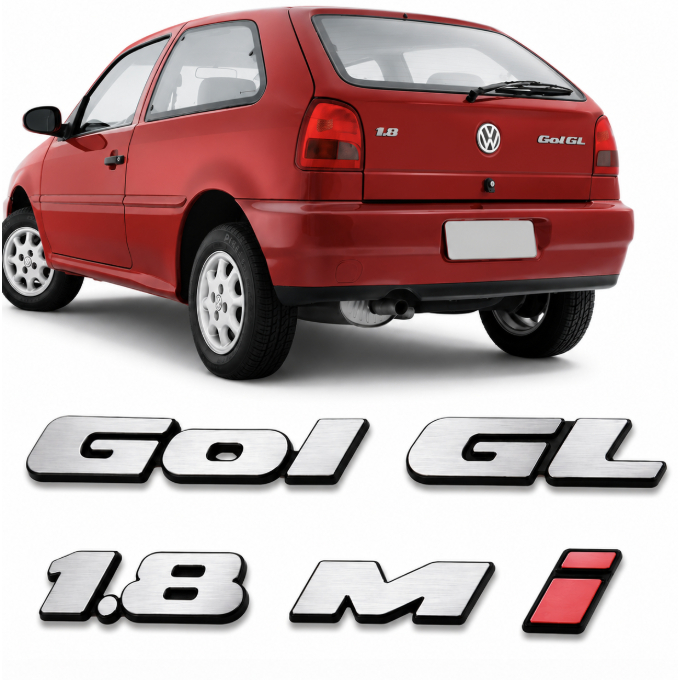 Kit Emblema Gol Gl 1.8 Mi P/ Gol Bola G2 97 98 99 - 5 Peças