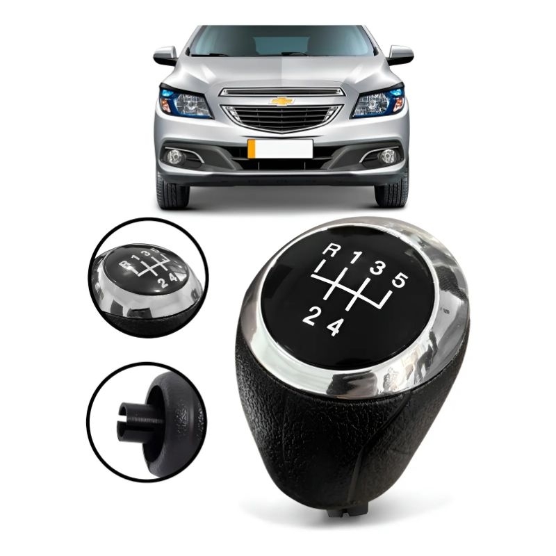 MANOPLA CÂMBIO 5 MARCHAS (ENCAIXE COM PARAFUSO) P/ CHEVROLET CÔBALT ÔNIX PRISMA SONIC SPIN