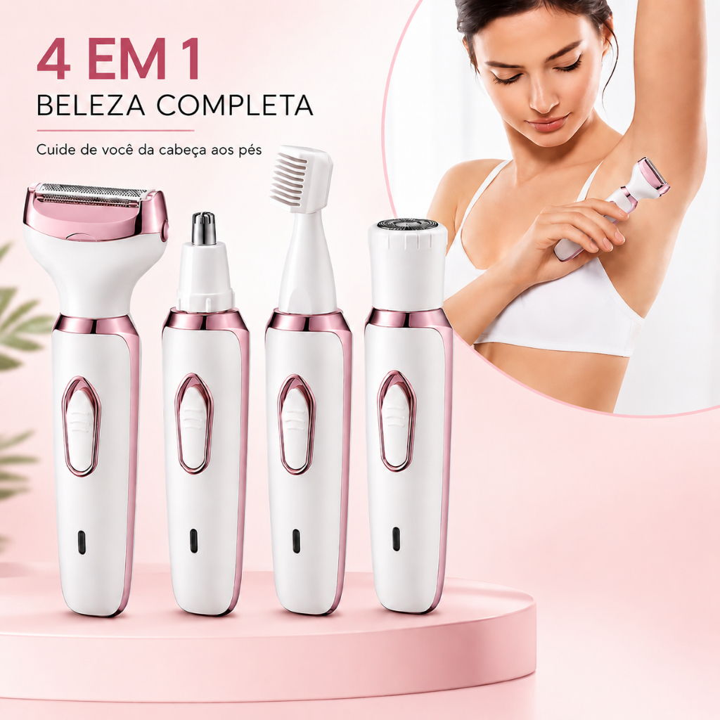 Barbeador Elétrico Feminino 4 em 1 Recarregável
