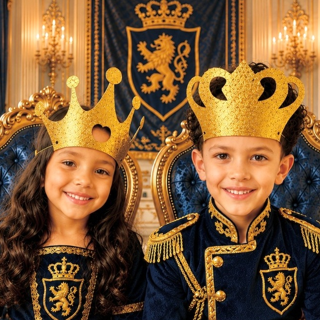 Máscara Coroa Princesa e Rei Glitter E.V.A acompanha elástico, para festa, aniversário, crianças