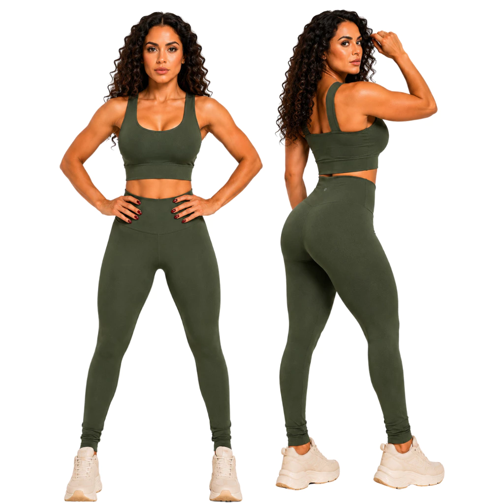 Conjunto Fitness Feminino Legging + Top Suplex Academia Cintura Alta P ao GG — imagem 1