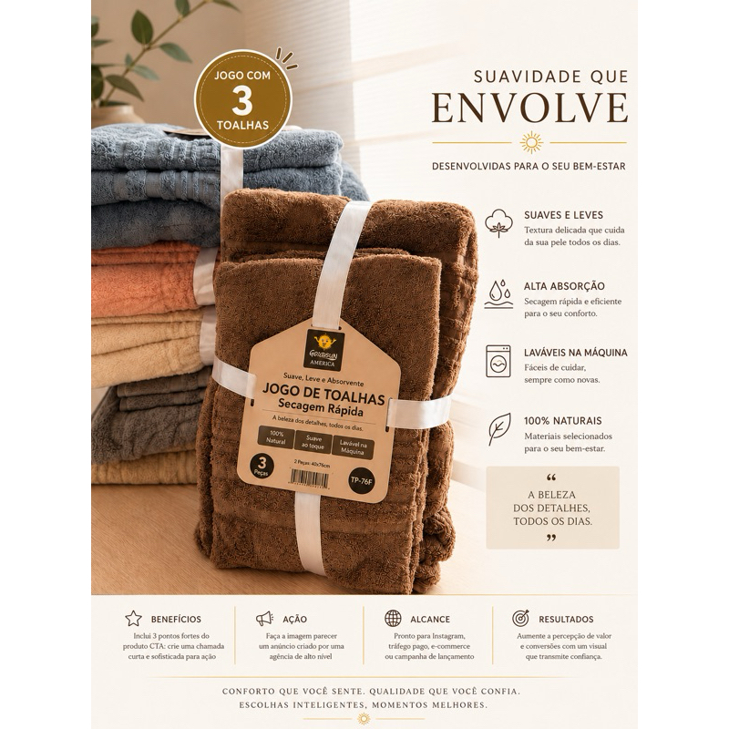 🛒 KIT DE TOALHAS PREMIUM SECAGEM RÁPIDA – 3 PEÇAS Banho e Rosto / Piscina Praia Sauna Passeio ✨