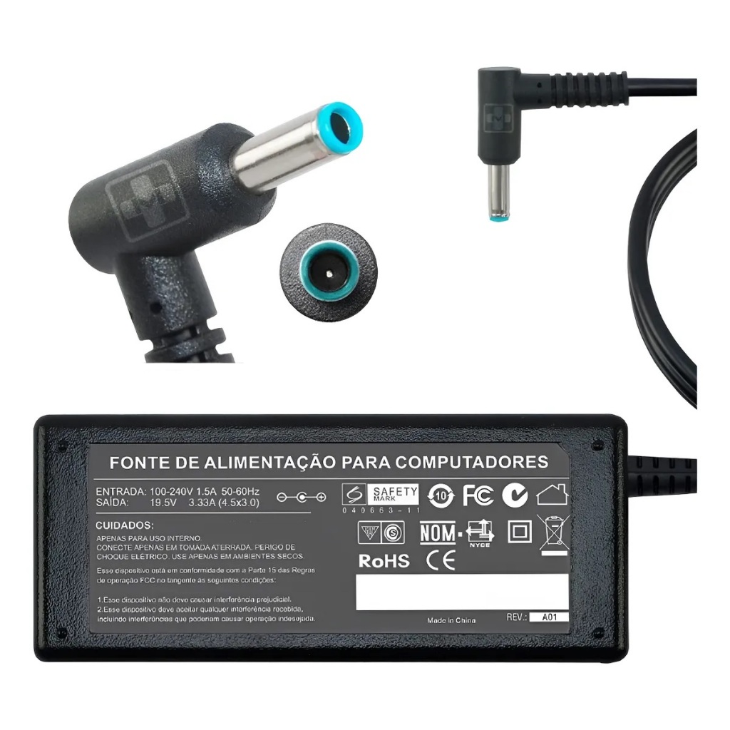 Fonte Carregador Para Hp All-in-one Pc 20-e001br 19,5v 3.33a 65w 761