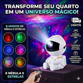 Projetor Astronauta Luminária Galáxia E Estrelas Led Luz Noturna Para Quarto Infantil Presente