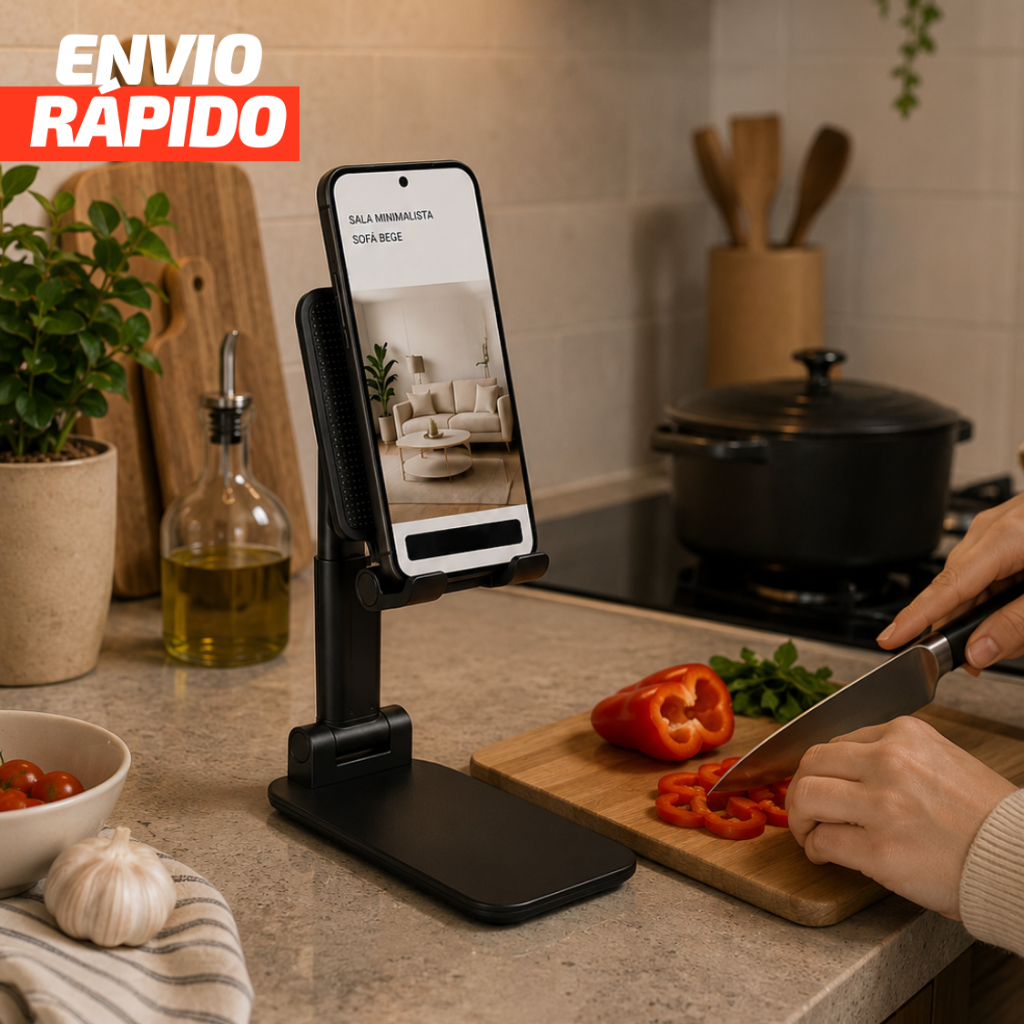 Suporte para Celular Tablet Dobravel Portatil de Mesa Ajustavel