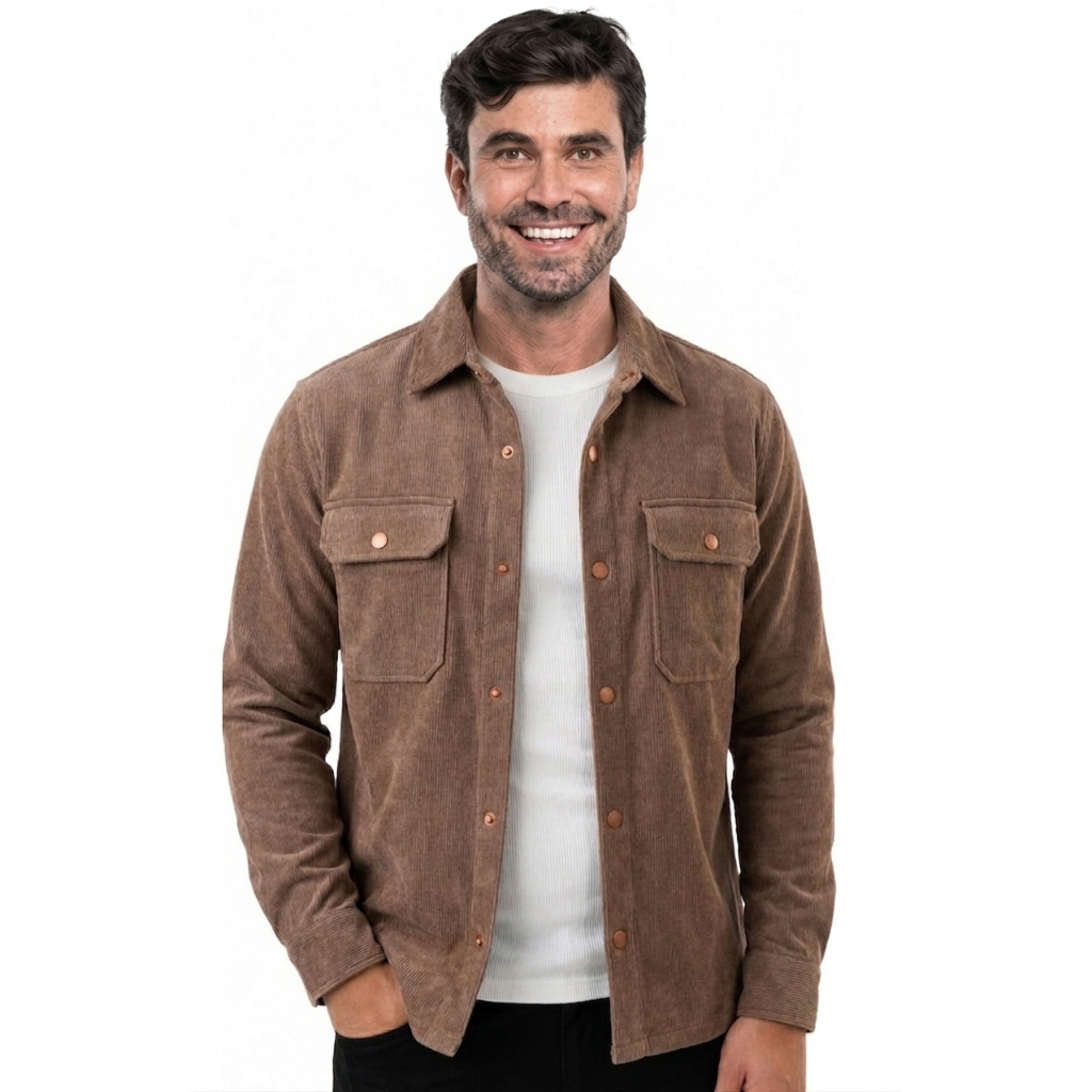 Jaqueta Masculina de Sarja Moderna Premium Streetwear Inverno Slim Algodão Casual Confortável