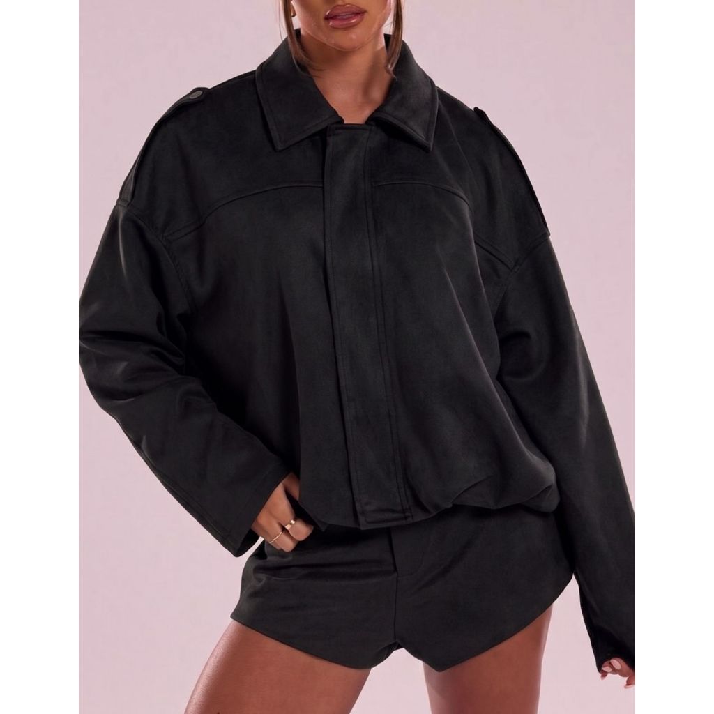Jaqueta Feminina Casaco Camurça Oversized Estilo Europeu Gringa Tendência Inverno