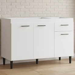 Balcão 120cm 3 Portas 1 Gaveta Branco - Poquema