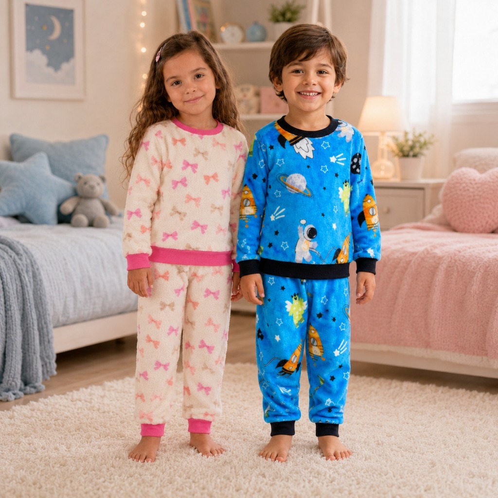 Pijama Infantil Inverno Fleece Menina ou Menino 1 ao 18