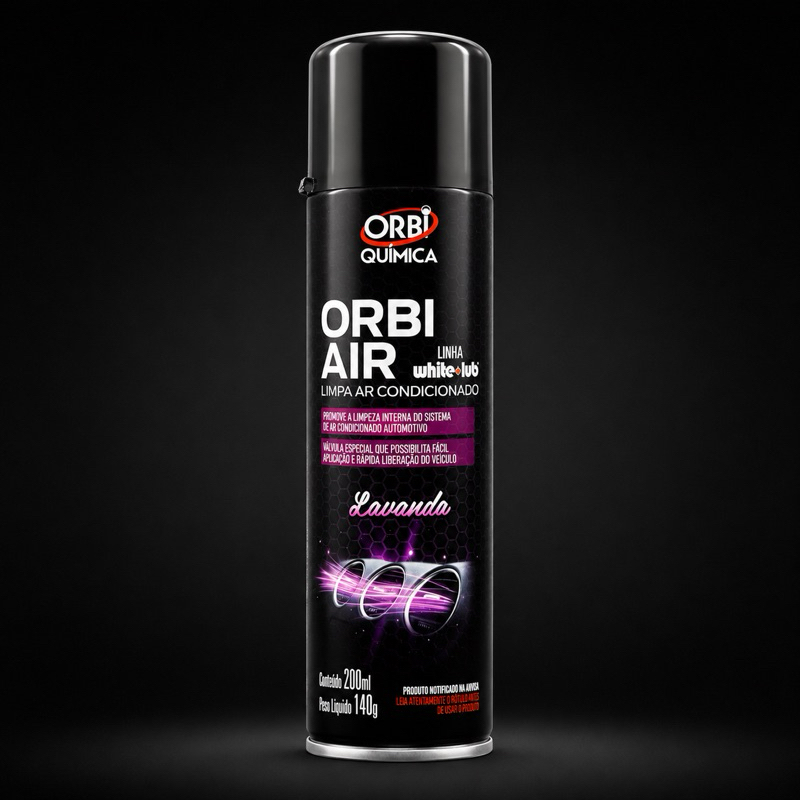 Orbi Air Lavanda 200ml Higienizador Limpa Ar Condicionado Automotivo Elimina Odores Limpeza Interna Orbi Química