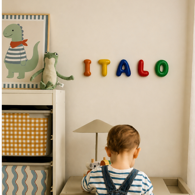 Letreiro Personalizado com Nome Decorativo Infantil 3D Bubble Letters Quartinho Maternidade Bebê
