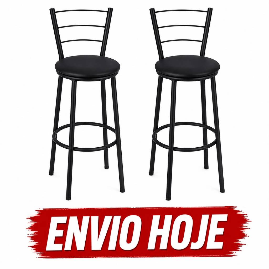 Kit 2 Banco Preto Alto Bistrô Banquetas Alta Para Balcão Cozinha Festas (1 KIT POR COMPRA)