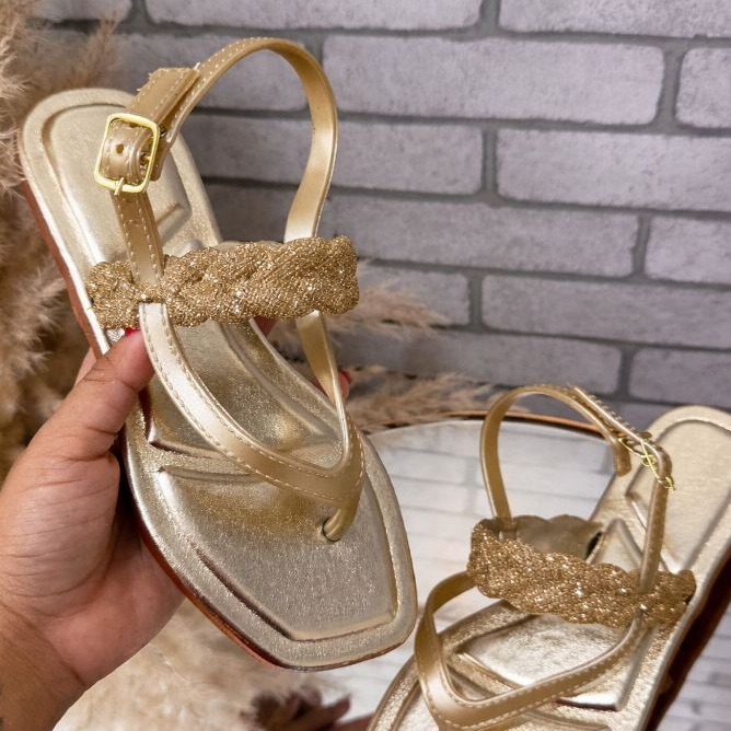 Sandalia Feminina Florença Dourada Luxo Elegante Confortável Promoção