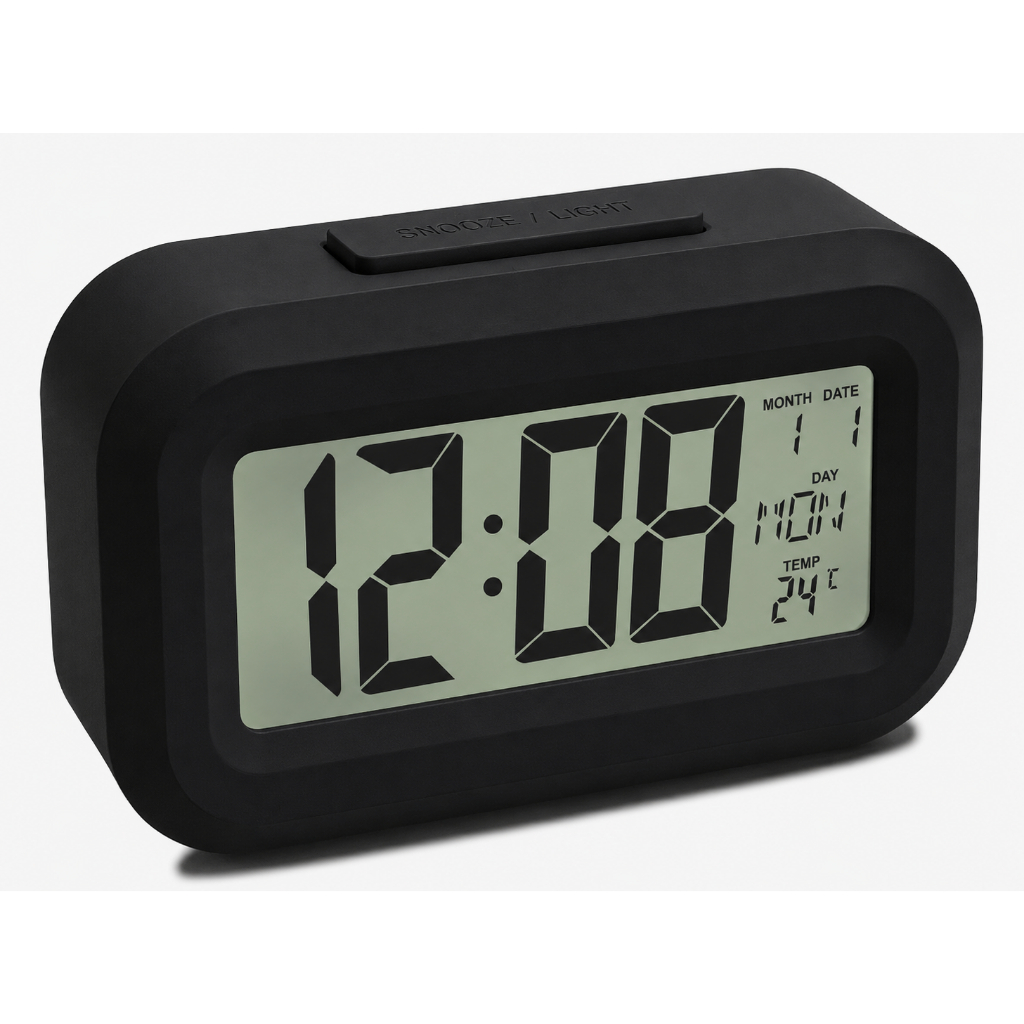 Relógio Digital Mesa Despertador Inteligente Cabeceira Quarto Idoso Com Sensor De Temperatura