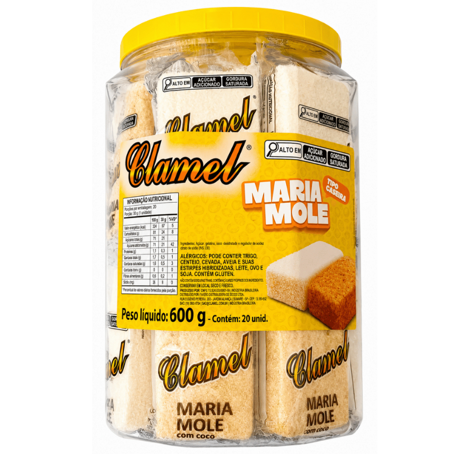 Doce Maria Mole Tipo Caseira Pote C/20 Unidades 30g Cada 600g Clamel