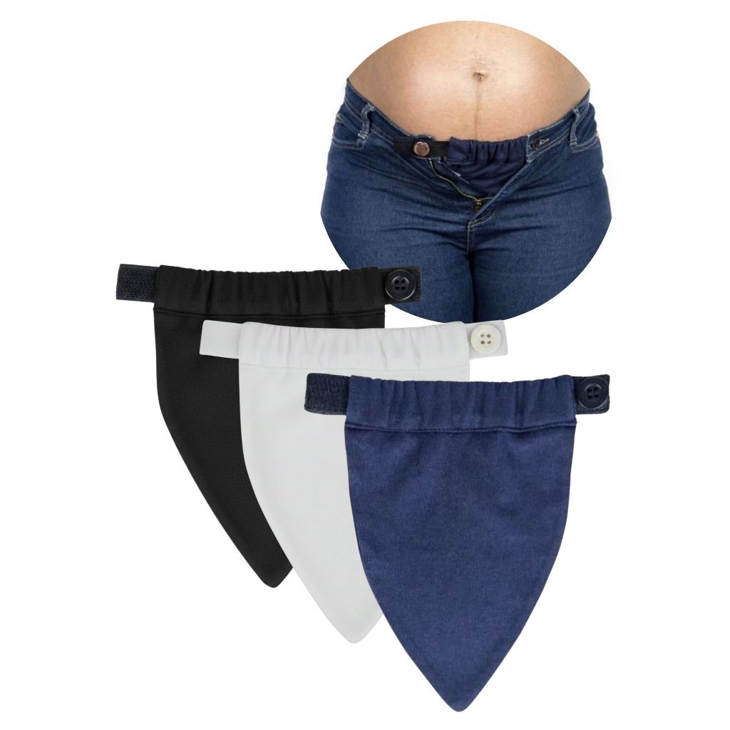 Kit com 3 Extensores de Calça Jeans, Grávida, Gestante, Maternidade
