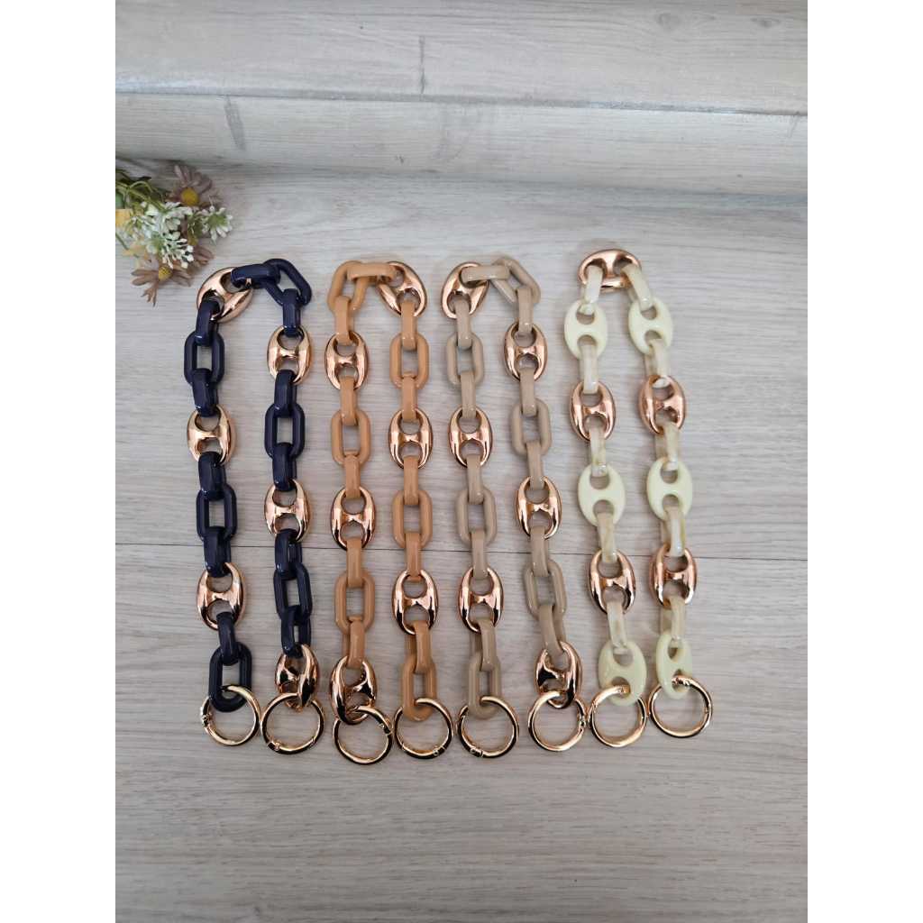 Alça para bolsas de corrente de resina com argola articulada dourada modelo2