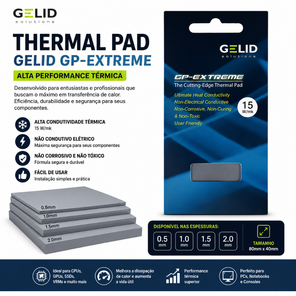 Thermal Pad Gelid GP-Extreme 15W/mk 80x40mm 1.0/1.5/2.0mm Ps3, Ps4, Ps5, Xbox, Gpu, Cpu, Notebooks