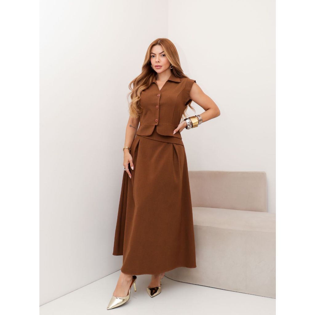 SM Conjunto Feminino Alfaiataria Elegante | Moda Social Chic e Sofisticada Ref Y-127