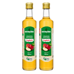 2 Vinagres 100% Orgânico de Maça 500ml Acidez 4,2% - 4 ESTAÇÕES