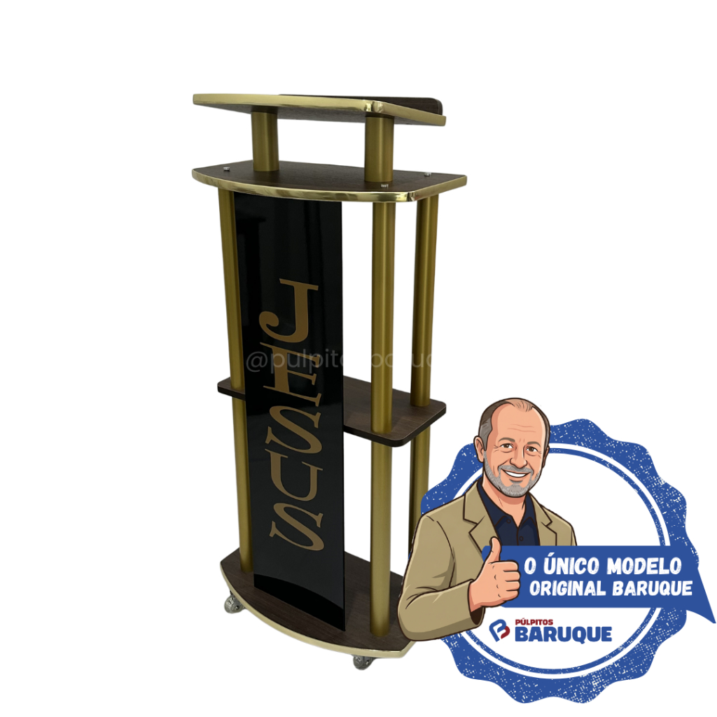 Púlpito MDF Escuro Marrom Para Igreja Modelo M06 Acabamento Premium Baruque