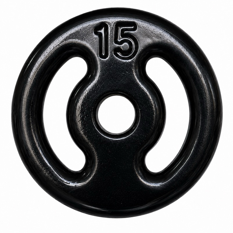 Anilha Emborrachada 15kg Preta Peso Academia Musculação Barra Fitness Ferro Fundido Crossfit Treino em Casa