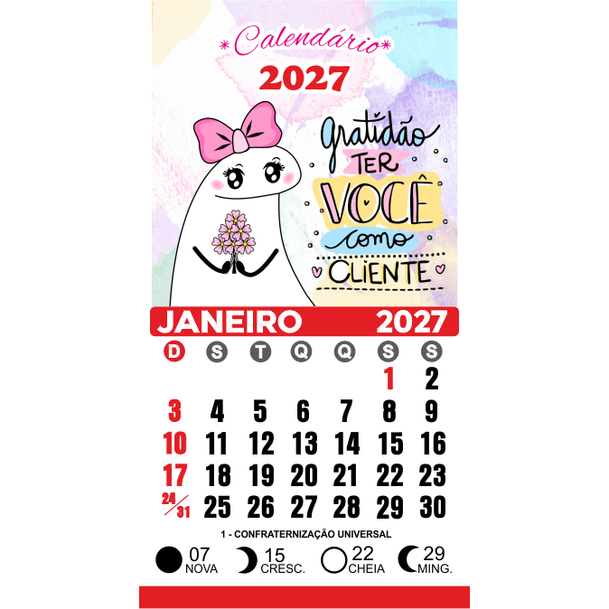 Mini Calendário Personalizado 2027 com Imã Mimo Cliente Pronta Entrega