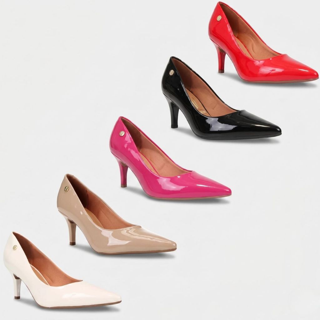 Scarpin Vizzano Salto Alto Bico Fino Verniz Feminino