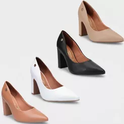 Scarpin Vizzano Bico Fino Salto Bloco Alto
