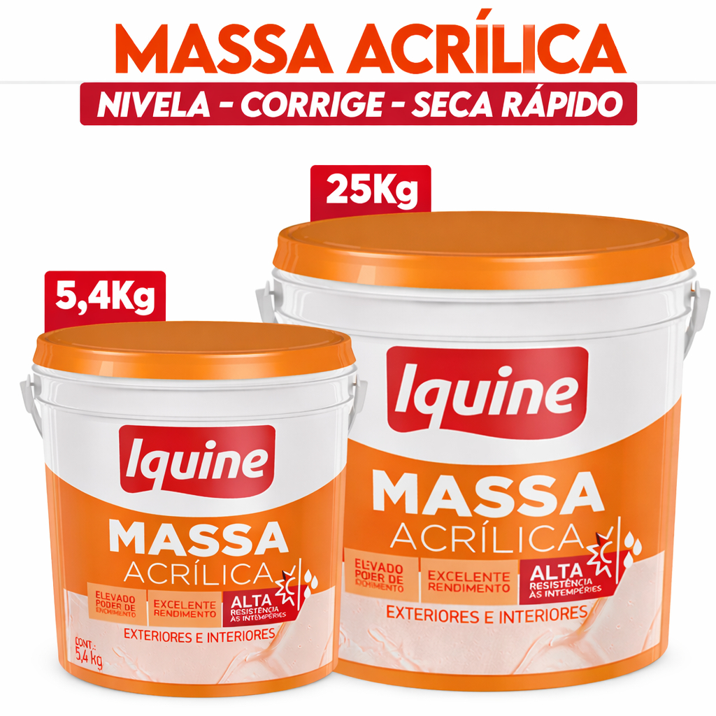 Massa Acrílica Áreas Interna E Externa 5,4kg e 25kg Resistente à Intempéries Iqu