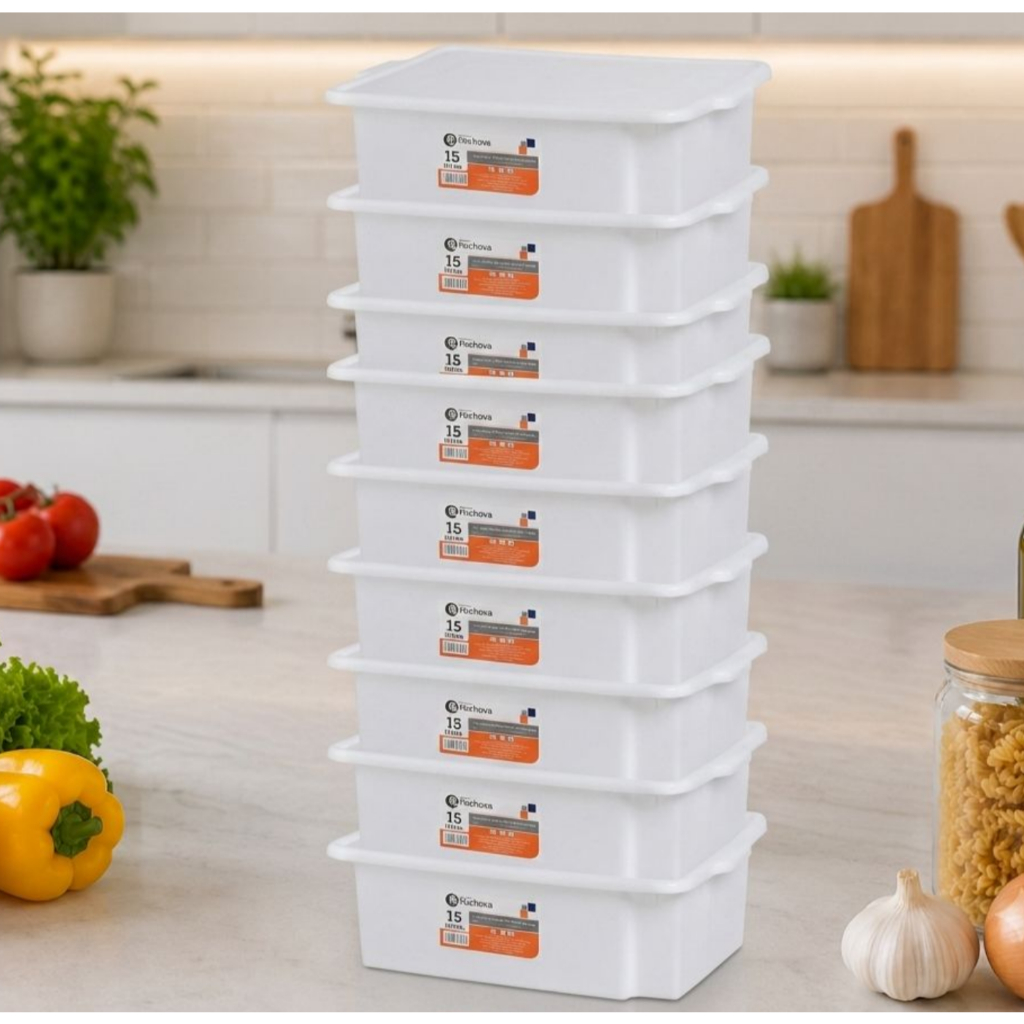 Conjunto Kit 9 Caixa Bandeja Com Tampa Frigorifica Açougue Aves Carnes Multiuso 15l Rischioto Casa Cozinha Armazenamento