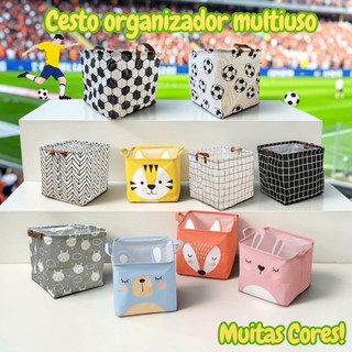 Cesto Organizador Infantil Multiuso Dobrável para Brinquedos e Roupas