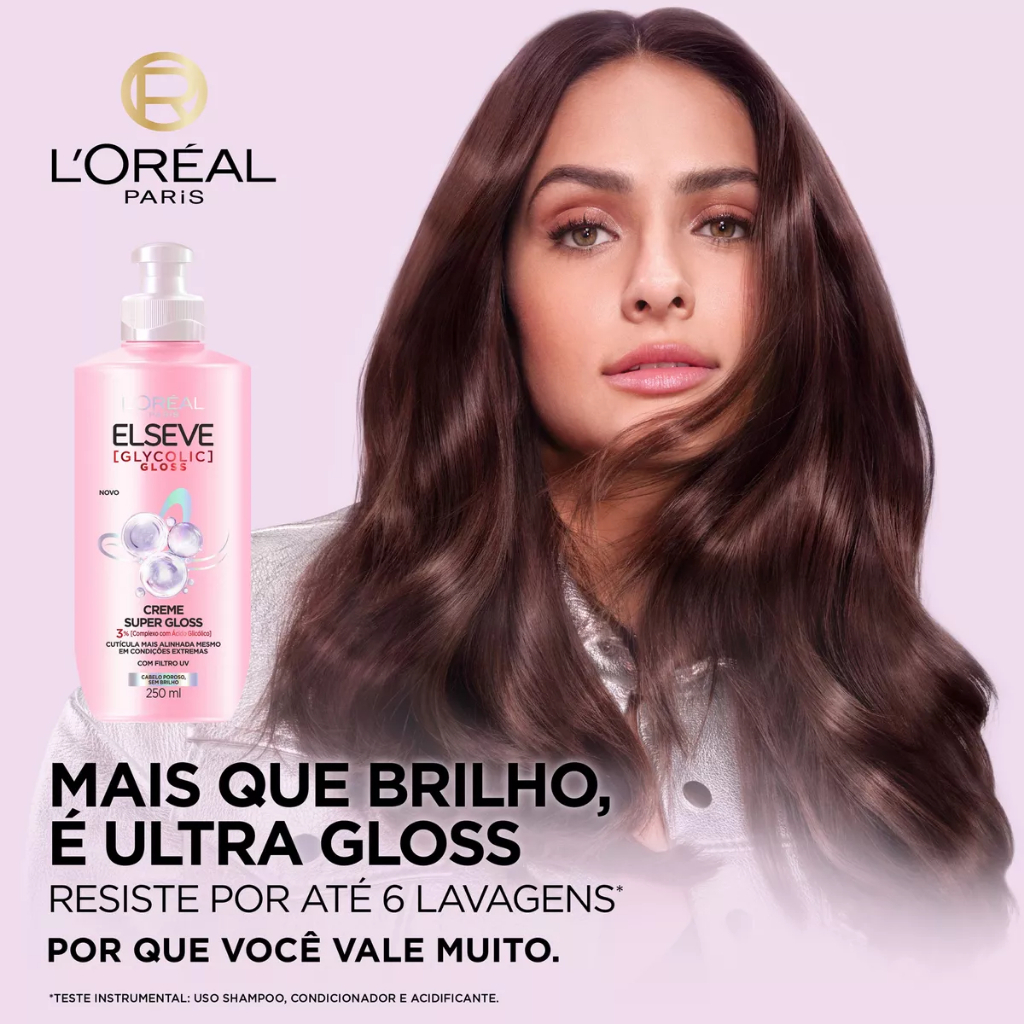 Creme de Pentear Gloss, com Ácido Glicólico, Controla o Frizz, com Proteção Térmica e UV, Elseve Glycolic Gloss 250ml · foto 2