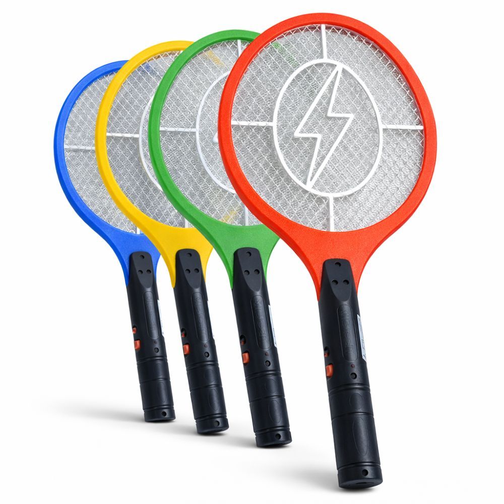 Raquete Elétrica Recarregável Mata Mosquito Bivolt Escolha 1-2 Unidades Cores Sortidas